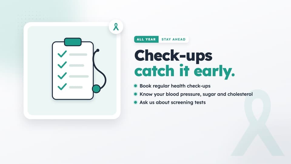 Health check-up reminder on screen