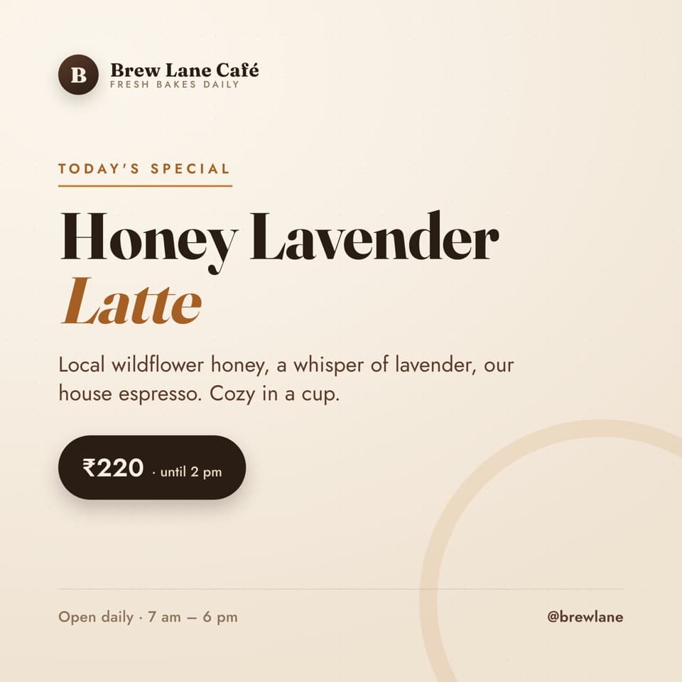 Today’s special on a café screen