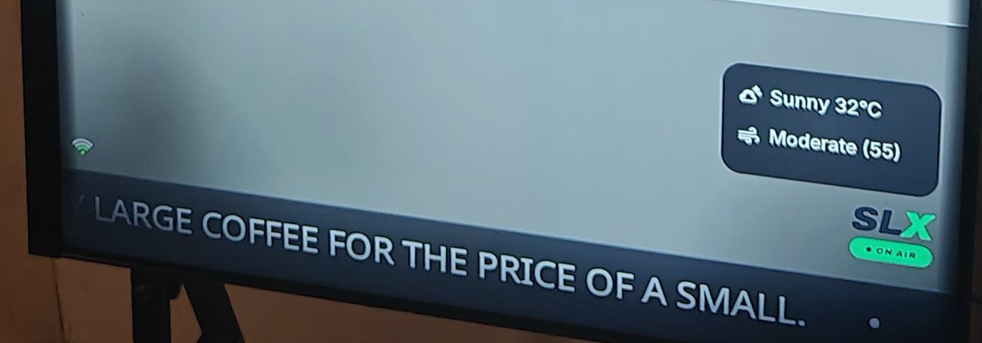 The Ticker scrolling along the bottom of a live SLX On Air screen